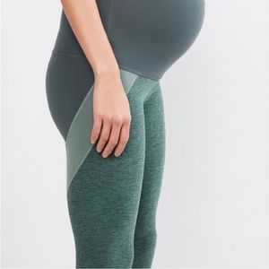 Beyond the Bump Maternity Green Colorblock Leggings Sz SMALL